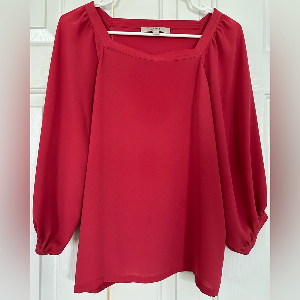 Loft Women's Red Blouse- light and lovely